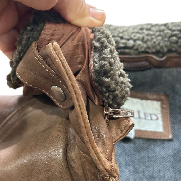 Vtg Excelled Bomber Aviator Jacket Leather Brown Men M Rider Distressed Patches - Picture 10 of 16